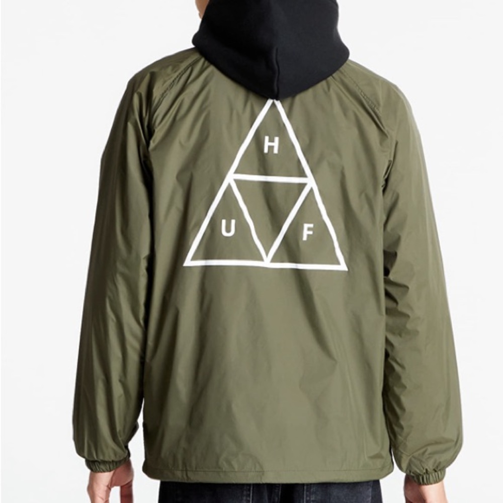 Green/Beige HUF windbreaker w/ triangle logo — size XL